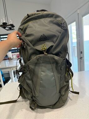 Gregory Medium Large Olive Green Hiking Backpack with Lime Accent